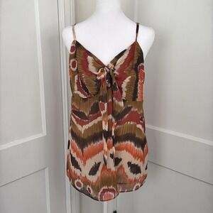 Lane Bryant Top Womens 16 Brown Chiffon Cami Babydoll Sheer Flowy Boho Festival
